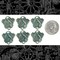 Verdigris Finished Brass Embossed Bird Shield Connectors - Set of Six - V-2C33